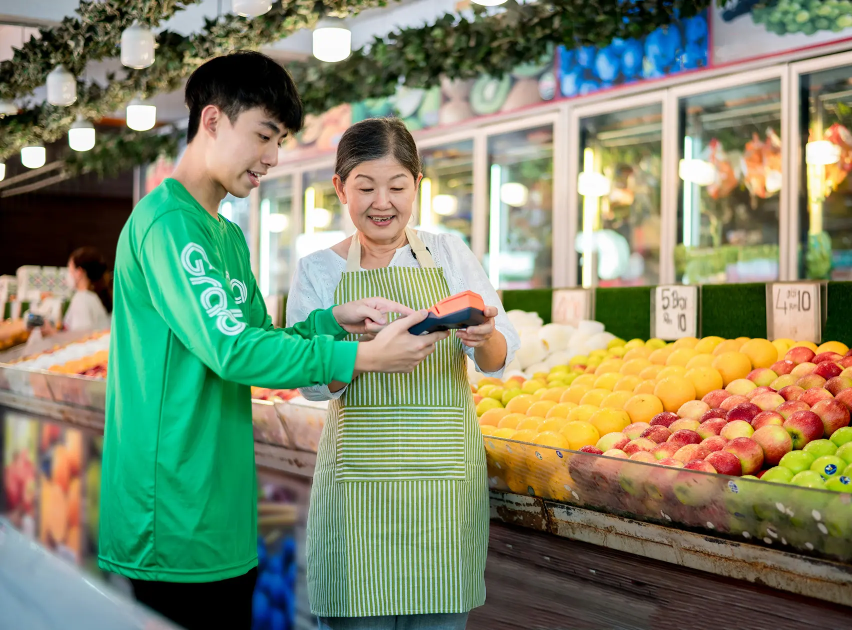 Business owner reviewing loan documents